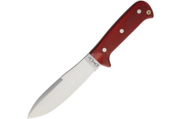 Image of Cougar Creek Wilderness Survivor Red Linen Knife, 10.5in Overall, 5.75in Satin 1095Hc Steel Blade, Red Linen Micarta Handle, Black Liners, Brown Leather Sheath, QC0113 RED LINEN MICARTA
