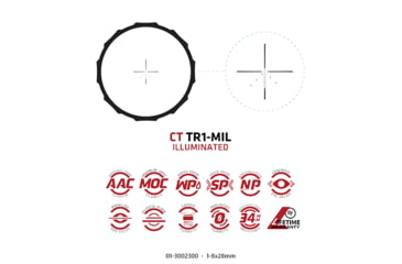 Image of Crimson Trace Hardline Rifle Scope, 1-8x28mm, 34mm Tube, Second Focal Plane, Illuminated CT TR1-MIL, 01-3002300