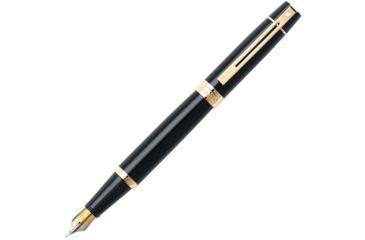 Image of Cross Sheaffer 300 Glossy Black with Gold Trim Fountain Pen w/ Fine Nib, Black E0932543