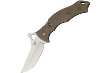 Image of CSSD/SC Bram Frank Design LLC Bowie Magnum Desert Tan Folding Knife,3.75in,8Cr13MoV Steel,Bowie,Desert Tan,G10 Handle CSSD10