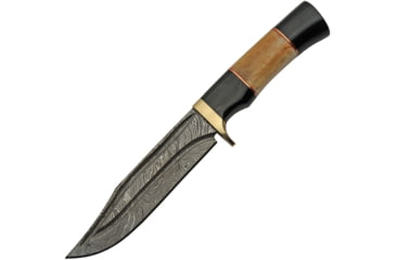 Image of Damascus Bone and Horn Hunter Knife, 6 Damascus steel clip point blade, Bone and horn handle, DM-1228