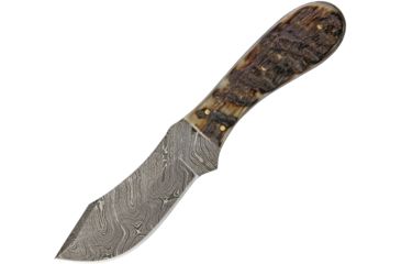 Image of Damascus Rams Horn Skinner Fixed Blade Knife, 4.5in, Damascus Steel, Ram Horn Handle DM1121