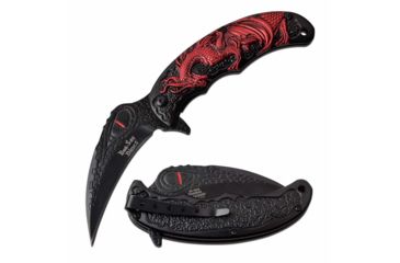 Image of Dark Side Blades DS-A068RD Spring Assisted Knife, 3.5in, 3CR13 Stainless Steel, Talon, Black Blade, Aluminum Handle, Black/Red, DS-A068RD