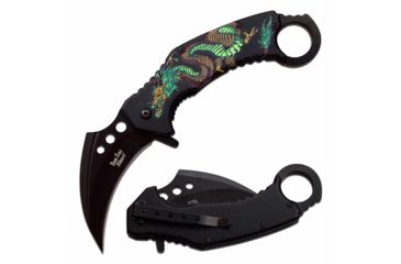 Image of Dark Side Blades DS-A076BGN Spring Assisted Knife, 3in, 3CR13 Stainless Steel, Karambit, Black Blade, Aluminum Handle, Black/Green, DS-A076BGN