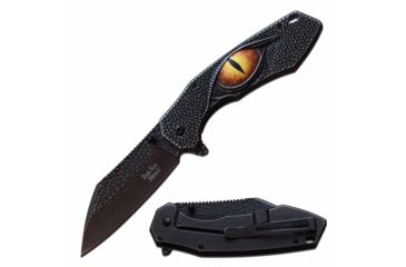 Image of Dark Side Blades DS-A080SW Spring Assisted Knife, 3.5in, 3CR13 Stainless Steel, Sheepsfoot, Black Blade, Stainless Steel Handle, Black, DS-A080SW