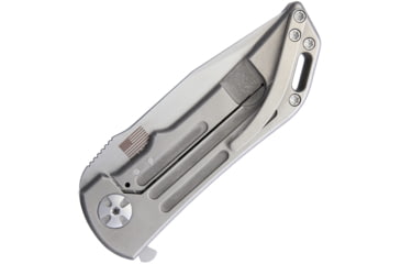 Image of Darrel Ralph Dominator Bowie Framelock Folding Knife, 3.5in Satin Cpm S35Vn SS Bowie Blade, Satin Titanium, DOM GROOVE BOWIE