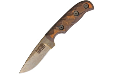 Image of Dawson Knives Deep Notch Fixed Blade Orange Fixed Blade Knife, 7.25in Overall, 3.25in Arizona Copper Finish Cpm-3V Carbon Steel Blade, Black/Orange Sculpted G10, DW64094