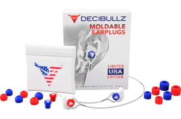 Image of Decibullz Custom Molded Earplugs, Limited USA Edition, Red/White/Blue, PLG1-USA