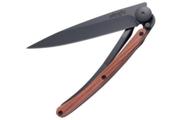 Image of Deejo 27g Linerlock Coralwood Folding Knife, 3in Black Titanium Coated Z40C13 SS Blade, Coralwood, 9GB005