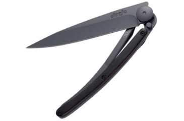 Image of Deejo 27g Linerlock Ebony Wood Folding Knife, 3in Black Titanium Coated Z40C13 SS Blade, Ebony Wood, 9GB004