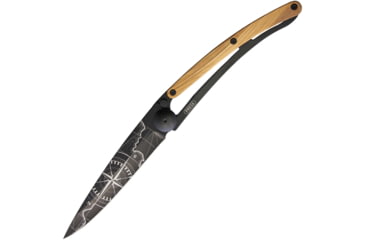 Image of Deejo 390G Linerlock Terra Incognita Folding Knife, 7.25 black finish Z40C13 stainless blade, Olive wood handle, 3GB000054