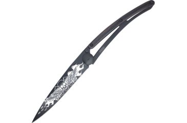 Image of Deejo Biker Angels Black 37g Folding Knife,3.75in,Z40C13 Steel,Standard Edge,Black Titanium,Granadilla Wood Handle DEE1GB109