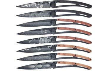 Image of Deejo Display Box 8 Black Tattoo 37g Folding Knife,3.75in,Z40C13 Steel,Standard Edge,Black Titanium DEE036