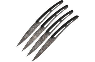 Image of Deejo Steak TI Paperstone Blossom Kitchen Knives, 9in Overall, 4.25in Gray Titanium Coated Z40C13 SS Blade, Black Paperstone, Black, 4FS020