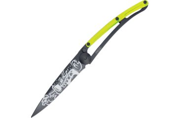 Image of Deejo Street Zombie Yellow Black 37g Folding Knife,3.75in,Z40C13 Steel,Black Titanium DEE1GB111