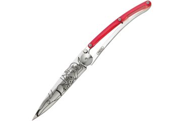 Image of Deejo Tattoo 27g Red Pin Up Folding Knife, Red Pin Up Tattoo DEE9AP024