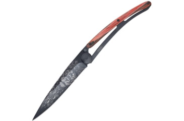 Image of Deejo Tattoo 37g Lion Folding Knife, 3.75in Black Titanium Coated Z40C13 SS Blade, Red Beech Wood, Red, 1GB142