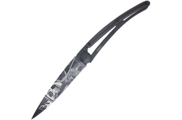 Image of Deejo Tattoo 37g Ride or Die Folding Knife, 3.75in Black Titanium Coated Z40C13 SS Blade, Ebony Wood, Black, 1GB134