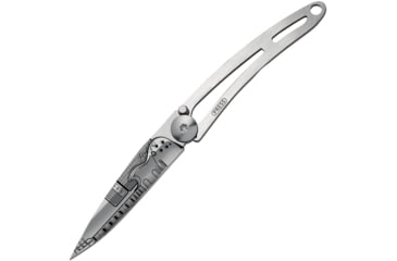 Image of Deejo Tattoo Linerlock 15g Rock/Roll Folding Knife, 2 satin finish Z40C13 stainless blade, Stainless handle, 7AK000003