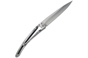 Image of Deejo Tattoo Linerlock 37g Grizzly Folding Knife, 3.75in Z40C13 SS Blade, Pocket Clip, Grizzly Bear Blade Tattoo, Ebony Wood Front, 1CB040