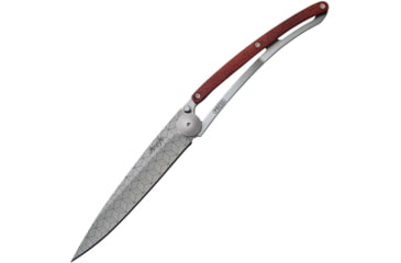 Image of Deejo Tattoo Linerlock 37g Illusion Folding Knife, 3.75in Z40C13 SS Blade, Pocket Clip, Illusion Blade Tattoo, Coralwood Front, 1CB042