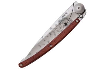Image of Deejo Tattoo Ti 37g Make a Wish Folding Knife, 3.75in Z40C13 SS Blade, Coralwood Handle With SS Back Handle, Pocket Clip, 37G, Make A Wish Blade Tattoo, 1CB057