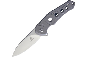 Image of Defcon 3329 Framelock Folding Knife, 3in Satin D2 Tool Steel Blade, Gray Titanium Handle, Pocket Clip, TF3329