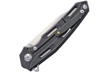 Image of Defcon JK Cutter Framelock Folding Knife, 3.5in Satin D2 Tool Steel Blade, Black Stonewash Titanium Handle, Pocket Clip, TF33342