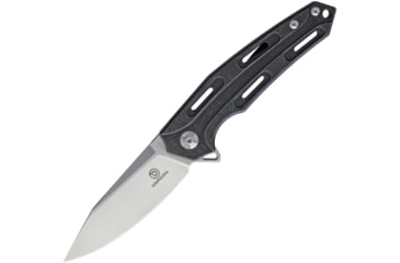 Image of Defcon JK Cutter Framelock Folding Knife, 3.5in Satin D2 Tool Steel Blade, Black Stonewash Titanium Handle, Pocket Clip, TF33342