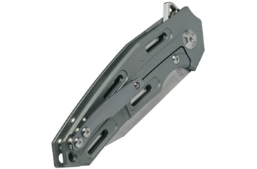 Image of Defcon JK Cutter Framelock Folding Knife, 3.5in Satin D2 Tool Steel Drop Point, Gray Satin Titanium Handle, Pocket Clip, TF3334