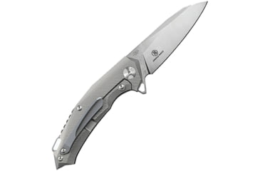 Image of Defcon JK Hybrid Framelock Blk/Gray Folding Knife, 3.63in D2 Tool Steel Sheepsfoot Blade, Black Textured G10 Handle With Gray Titanium Back Handle, Glass Breaker, Stonewash And Satin Blade, TF3220