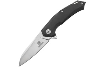 Image of Defcon JK Hybrid Framelock Blk/Gray Folding Knife, 3.63in D2 Tool Steel Sheepsfoot Blade, Black Textured G10 Handle With Gray Titanium Back Handle, Glass Breaker, Stonewash And Satin Blade, TF3220