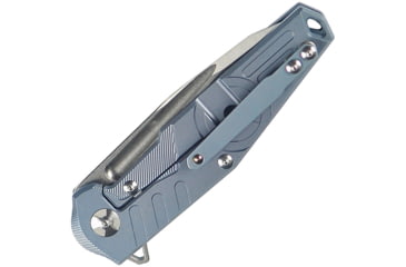 Image of Defcon JK Radioactive Framelock Folding Knife, 3.25in Satin D2 Tool Steel Tanto Blade, Blue-Gray Titanium Handle, Pocket Clip, TF33331