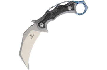 Image of Defcon Jungle Knife Gray, 3 satin finish D2 tool steel karambit blade, Gray titanium handle with marbled carbon fiber inl, TF3101-1