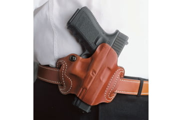 Image of DeSantis Mini Slide OWB Belt Holster, Unlined Leather, RM1C, Right Hand, Plain, Tan, RM1C, 086TA1ZZ0