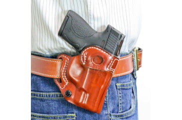Image of DeSantis The Osprey OWB/IWB Leather Holster, Springfield Armory Hellcat 3in, Right Hand, Plain, Tan, 159TA9PZ0
