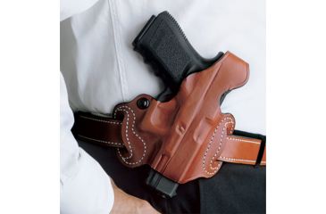 Image of DeSantis Thumb Break Mini Slide Holster - Right, Tan 085TAE1Z0 - For Glock 17, 19, 22, 23, 26, 27, 31, 32, 33