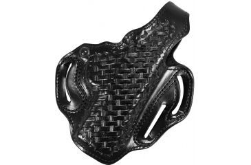 Image of DeSantis Thumb Break Scabbard Holster - Right Hand, Black, Lined, Basketweave, 3 Slot 001BG31Z0 FITS FN HERSTAL FNP-45 4 1/2in.