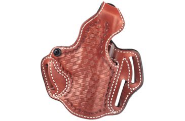 Image of DeSantis Thumb Break Scabbard Holster - Right, Tan, Lined, Basketweave, 3 Slot 001TG82Z0 - FITS S&amp;W 469, 669, 69-04, 69-06, 69-24, 69-26, 69-29, 39-13, 39-14, 39-13TSW
