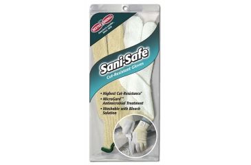 Image of Dexter Outdoors Sani-Safe Cut Resistant Glove, Large, White/Yellow, SSG1-L