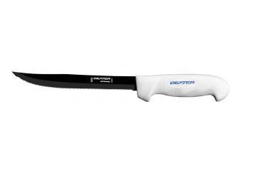 Image of Dexter Outdoors SofGrip 8in Dexsteel Coated Blade Tiger-Edge Bait Cutter Knife, White Handle, SGC142-8TE-PCP