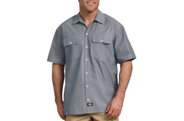 Image of Dickies Relaxed Fit Short Sleeve Chambray Shirt, Navy - WS509NVC 2X