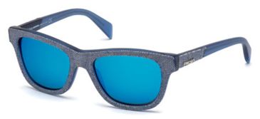 Image of Diesel DL0111 Sunglasses - Blue Frame Color, Blue Mirror Lens Color
