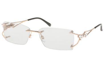 Image of Diva Womens 5345  Eyeglasses - Gold/Crystal Stones Frame w/ Clear Lenses, Size 55-15-124 5345-765