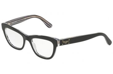 Image of Dolce&amp;Gabbana DG3253F Bifocal Prescription Eyeglasses 3080-51 - Black/print Pied De Poule Frame
