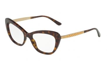 Image of Dolce&amp;Gabbana DG3275B Single Vision Prescription Eyeglasses 502-52 - Havana Frame