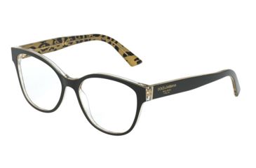 Image of Dolce&amp;Gabbana DG3322F Eyeglass Frames 3235-54 - Black On Leo Glitter Gold
