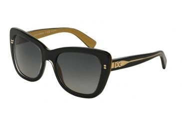 Image of Dolce&amp;Gabbana DG4260 Single Vision Prescription Sunglasses DG4260-2955T3-54 - Lens Diameter 54 mm, Frame Color Top Black On Gold