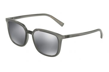 Image of Dolce&amp;Gabbana DG6114 Sunglasses 31606G-53 - Transparent Grey Frame, Light Grey Mirror Black Lenses