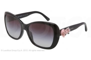 Image of Dolce&amp;Gabbana FLOWERS DG4184 Sunglasses 501/8G-57 - Black Frame, Gray Gradient Lenses